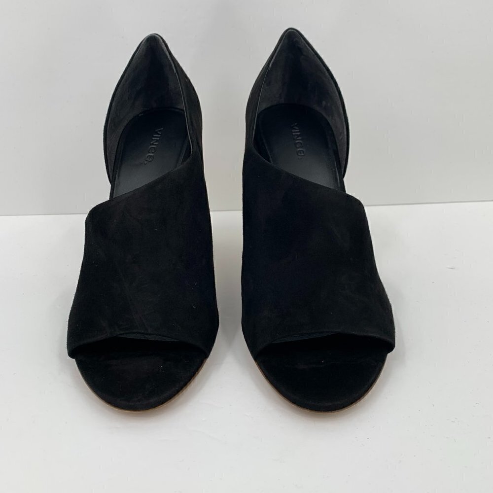 Vince Percey Block Heel black suede peeptoe sandals jute wrap bootie shoe new 10 - Picture 6 of 9